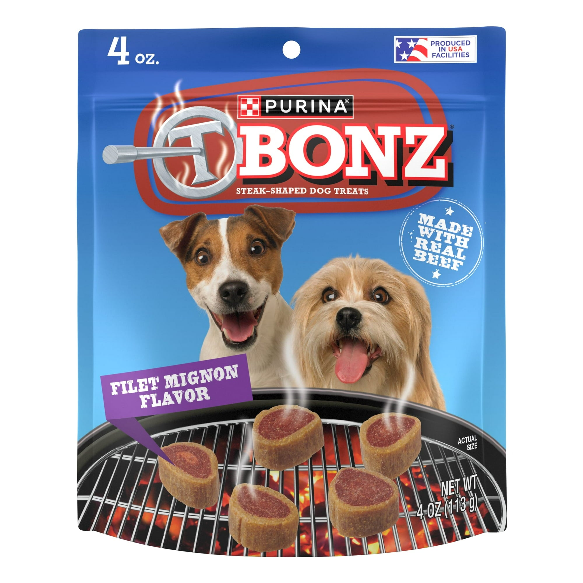 Purina T-Bonz Filet Mignon Flavored Steak Shaped Soft and Chewy Dog Treats - 4 Oz - Case of 8