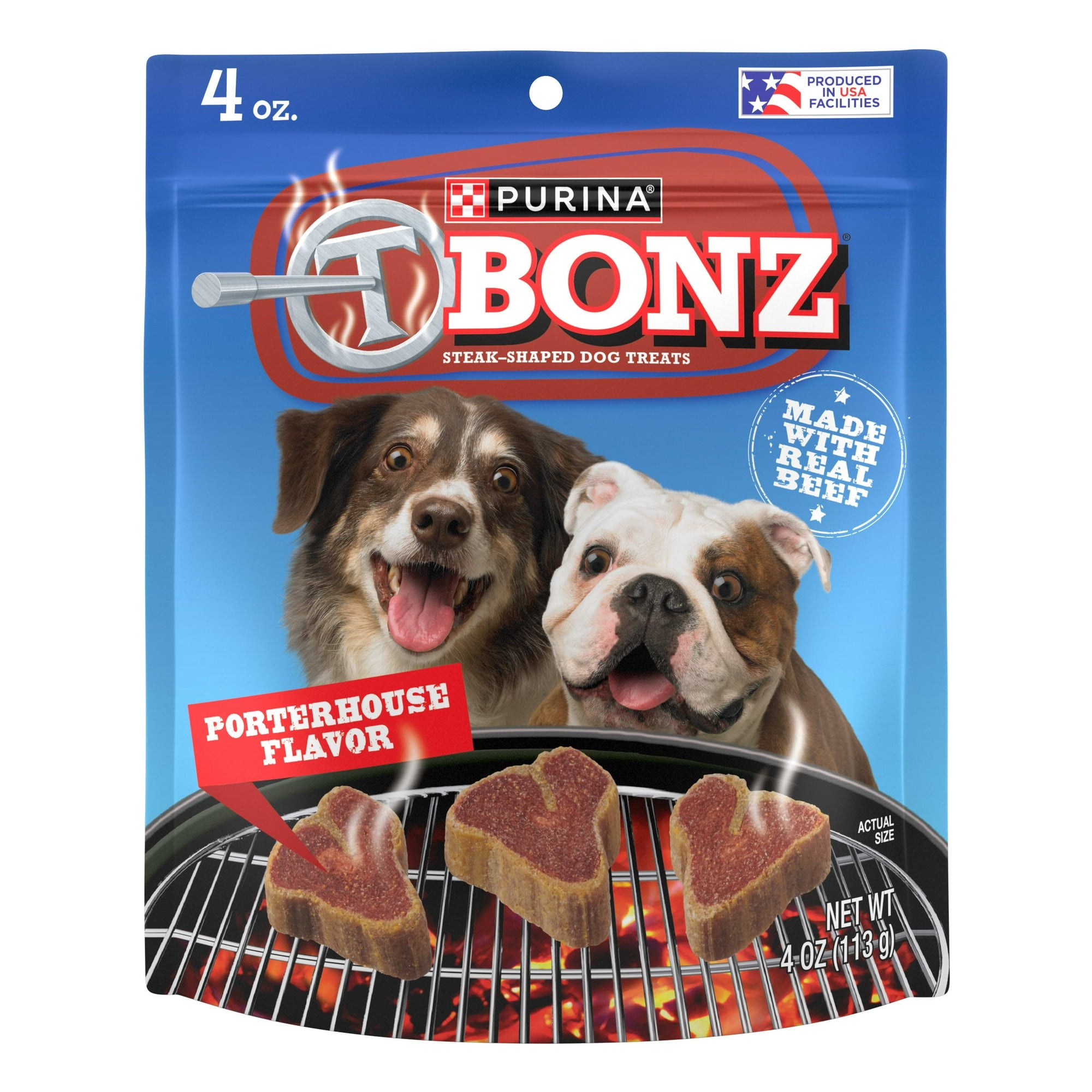 Purina T-Bonz Porterhouse Flavored Steak Shaped Soft and Chewy Dog Treats - 4 Oz - Case of 8