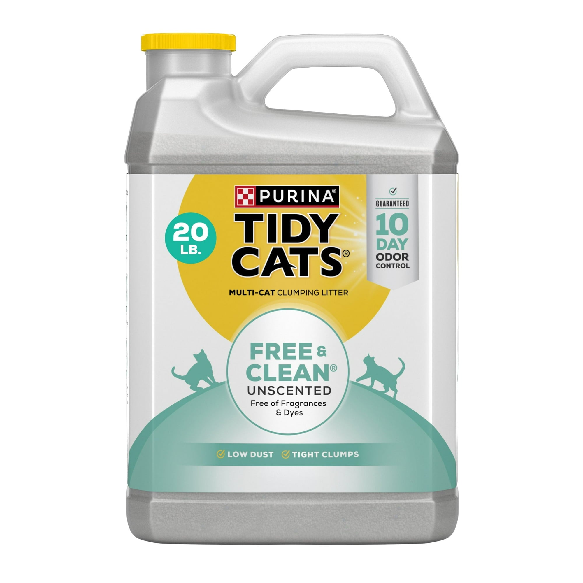 Purina Tidy Cats Free and Clean Unscented Low-Dust Clumping Clay Multi-Cat Litter - 20 Lbs - Case of 2