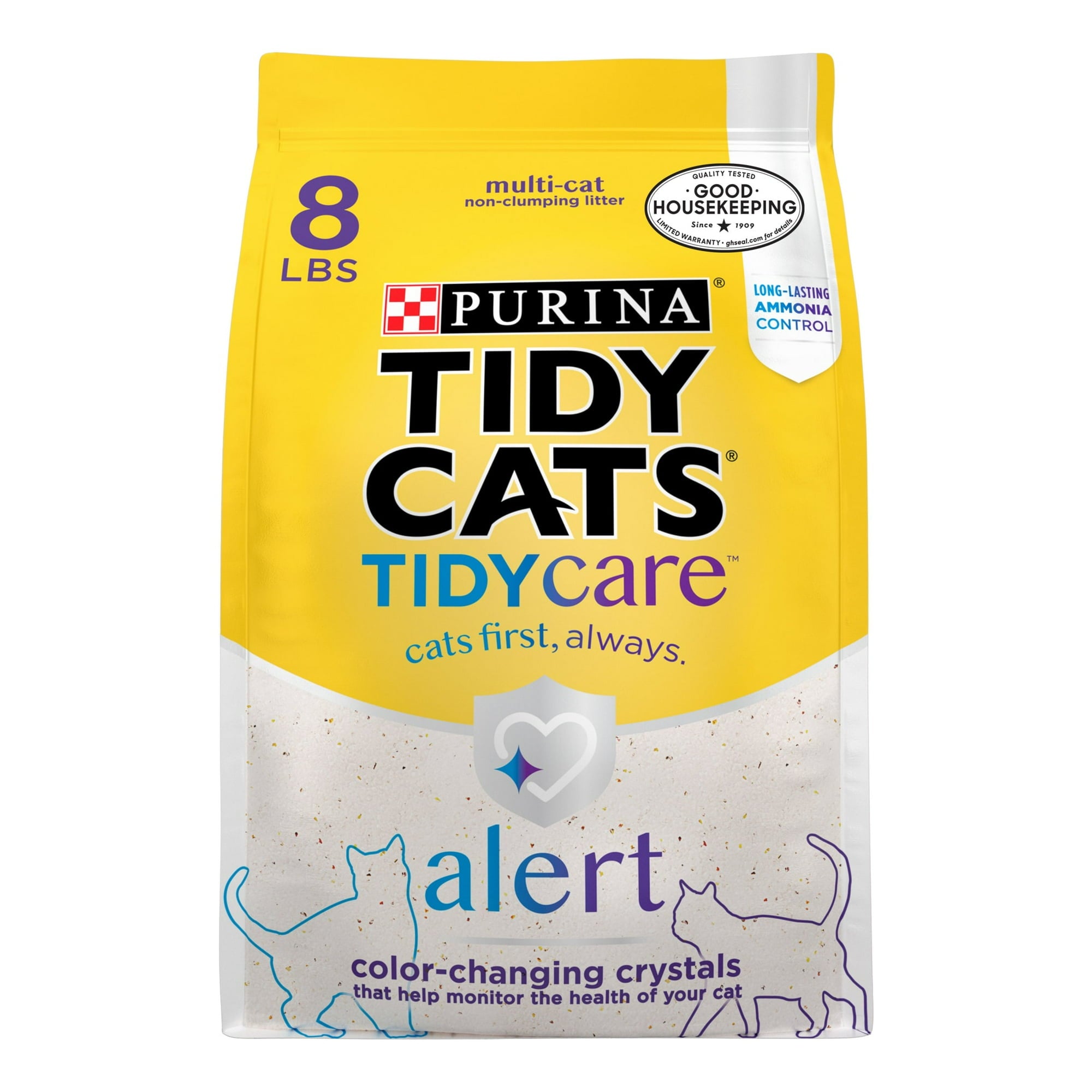 Purina Tidy Cats Alert Health Monitoring Color-Changing Crystals Non-Clumping Scented Crystal Cat Litter - 8 Lbs - Case of 4