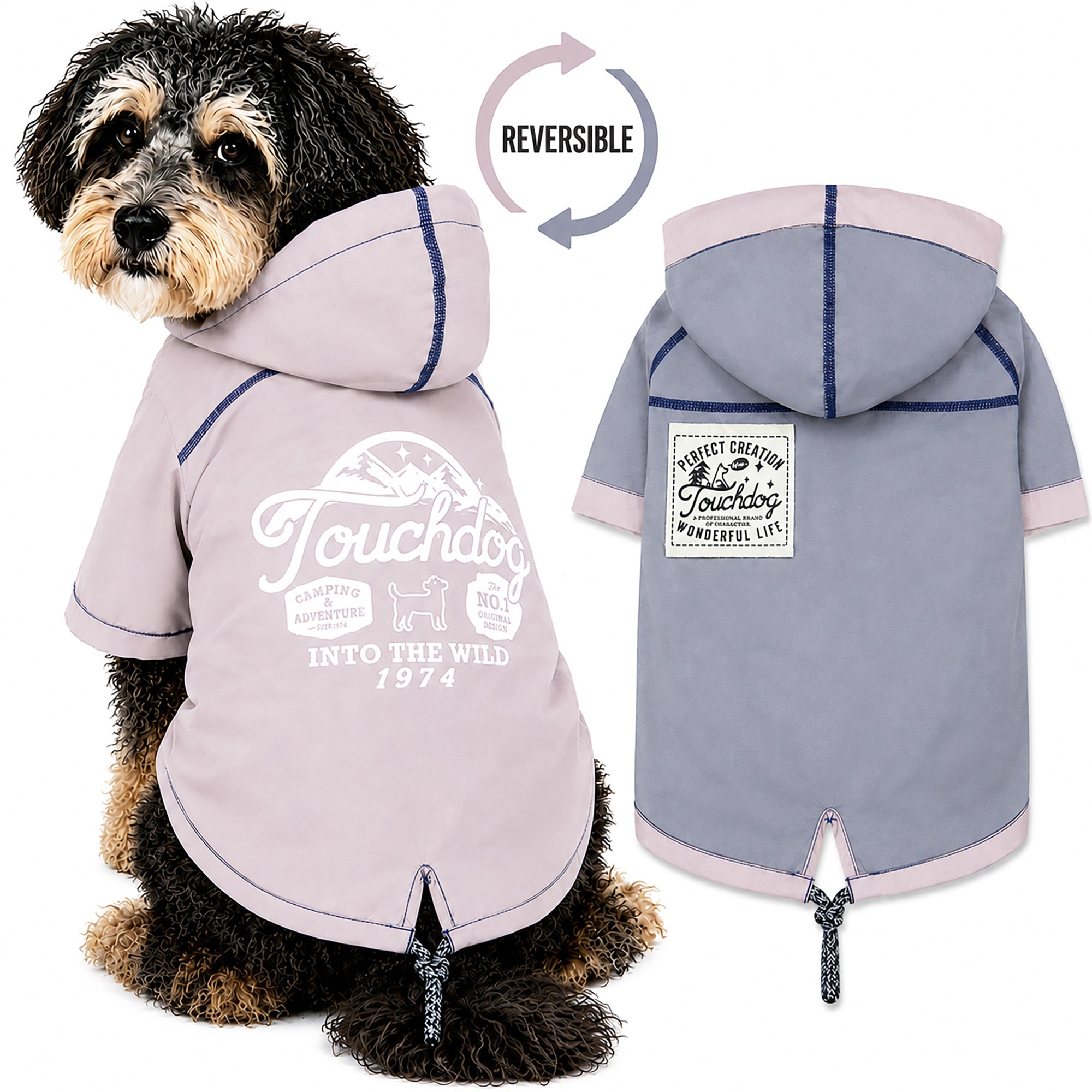 Touchdog 'Cloudburst' Reversible Fashion Waterproof Dog Raincoat X-Small Pink
