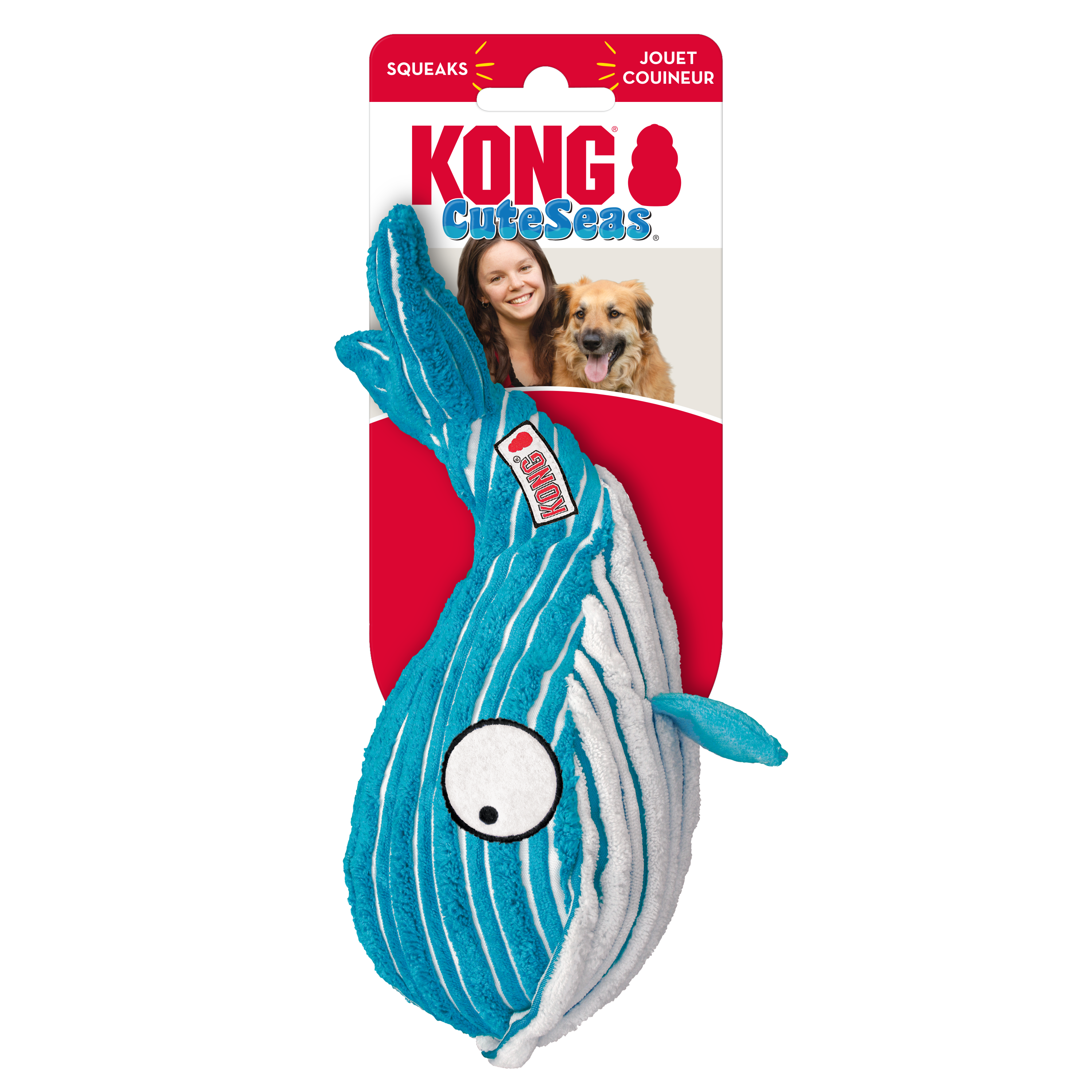 Kong Cuteseas Whale Squeak and Crinkle Plush Dog Toy - Medium  