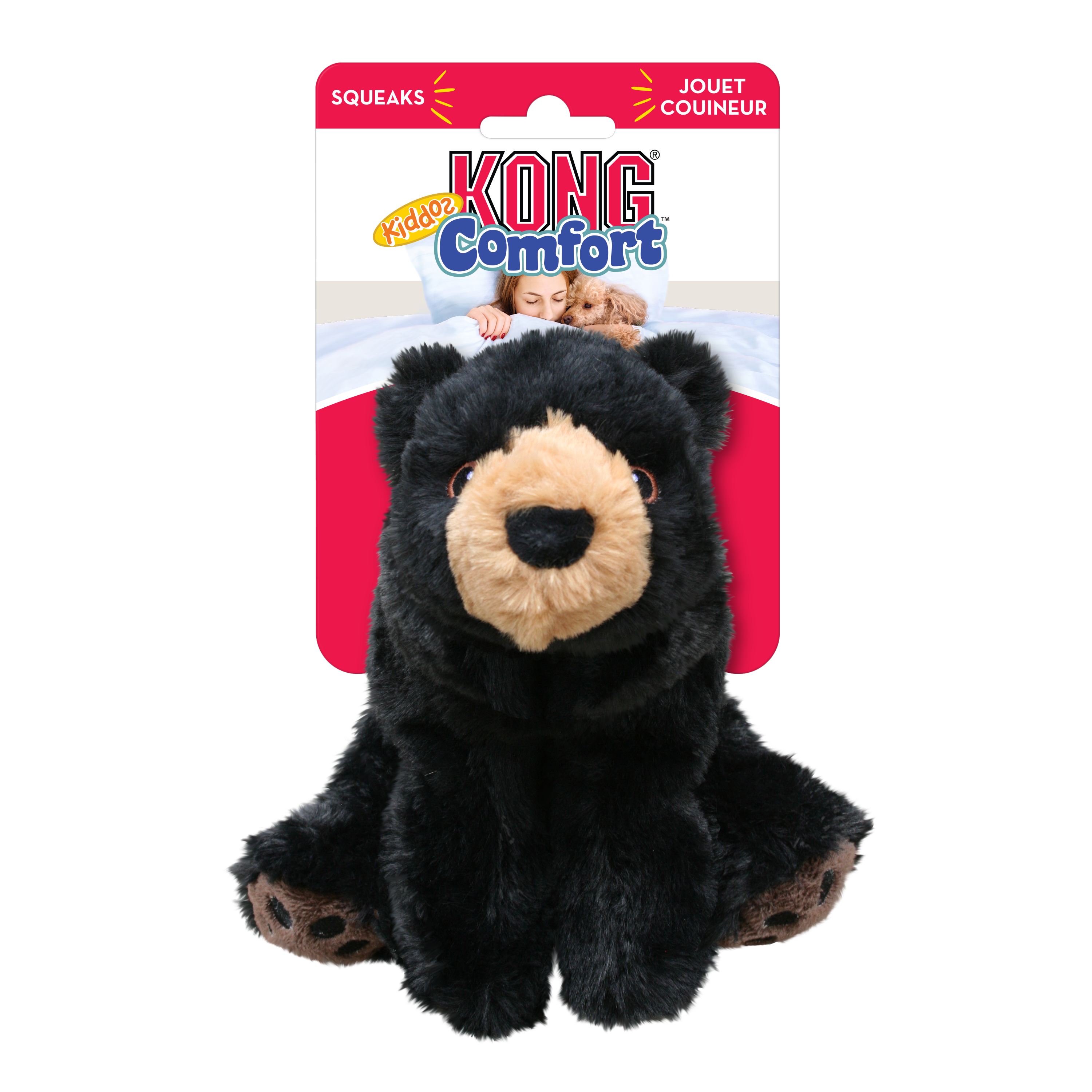 Kong Kiddos Bear Black Dog Toy with Removable Squeaker - Large  