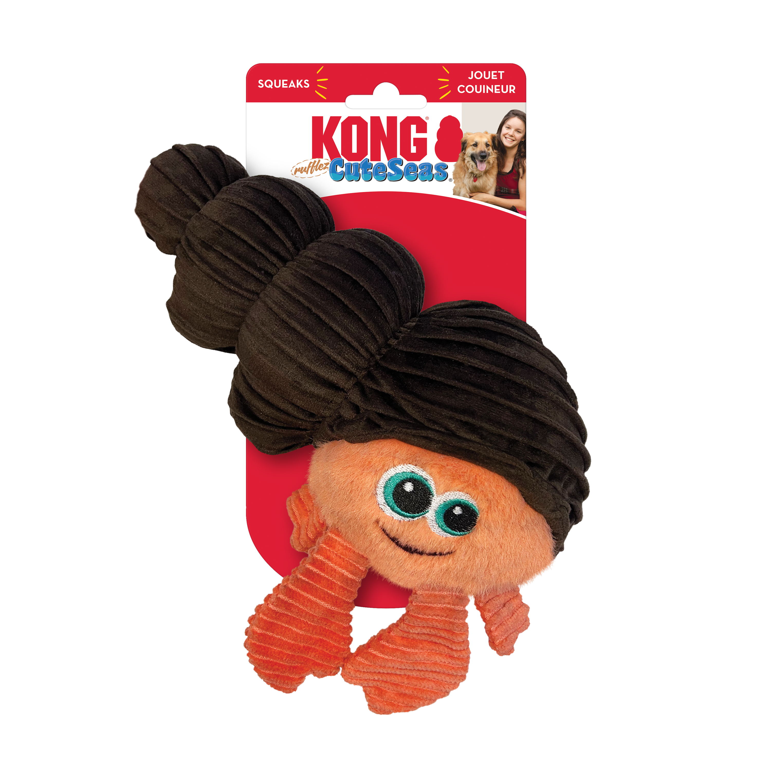 Kong Cuteseas Rufflez Hermit Crab Squeak and Plush Dog Toy - Small  