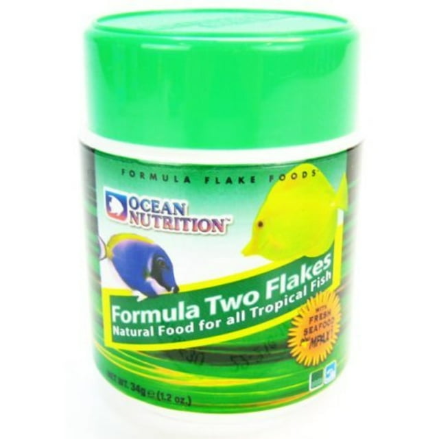 Ocean Nutrition Formula 2 Tropical and Marine Health and Coloration Fish Food Flakes - 1.2 Oz