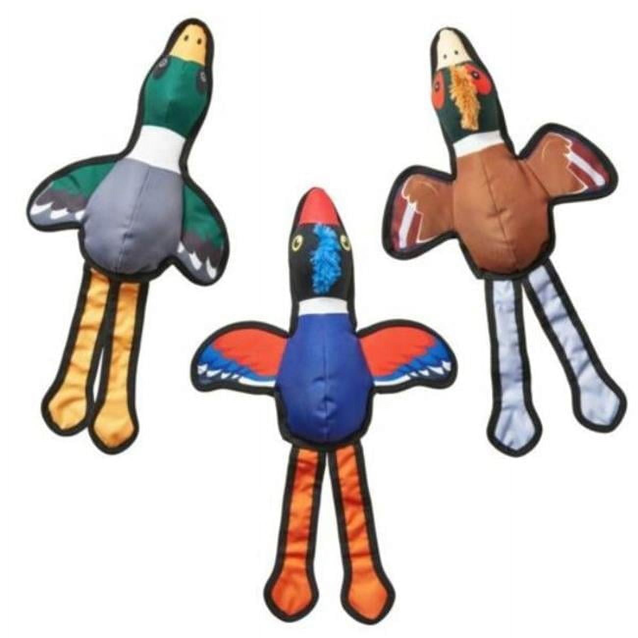 Ethical SPOT Love The Earth Oxford Ducks Squeak and Plush Recycled Plastic Nylon Dog Toy - Assorted - 20 Inch