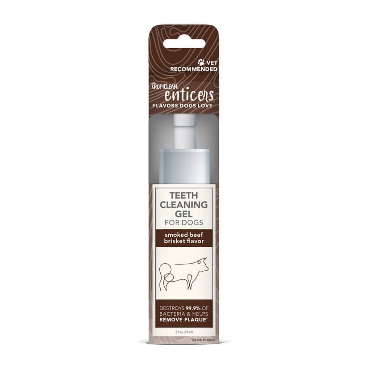 Tropiclean Enticers Smoked Beef Brisket Flavor Dental Oral Dog Teeth Cleaning Gel - 2 Oz