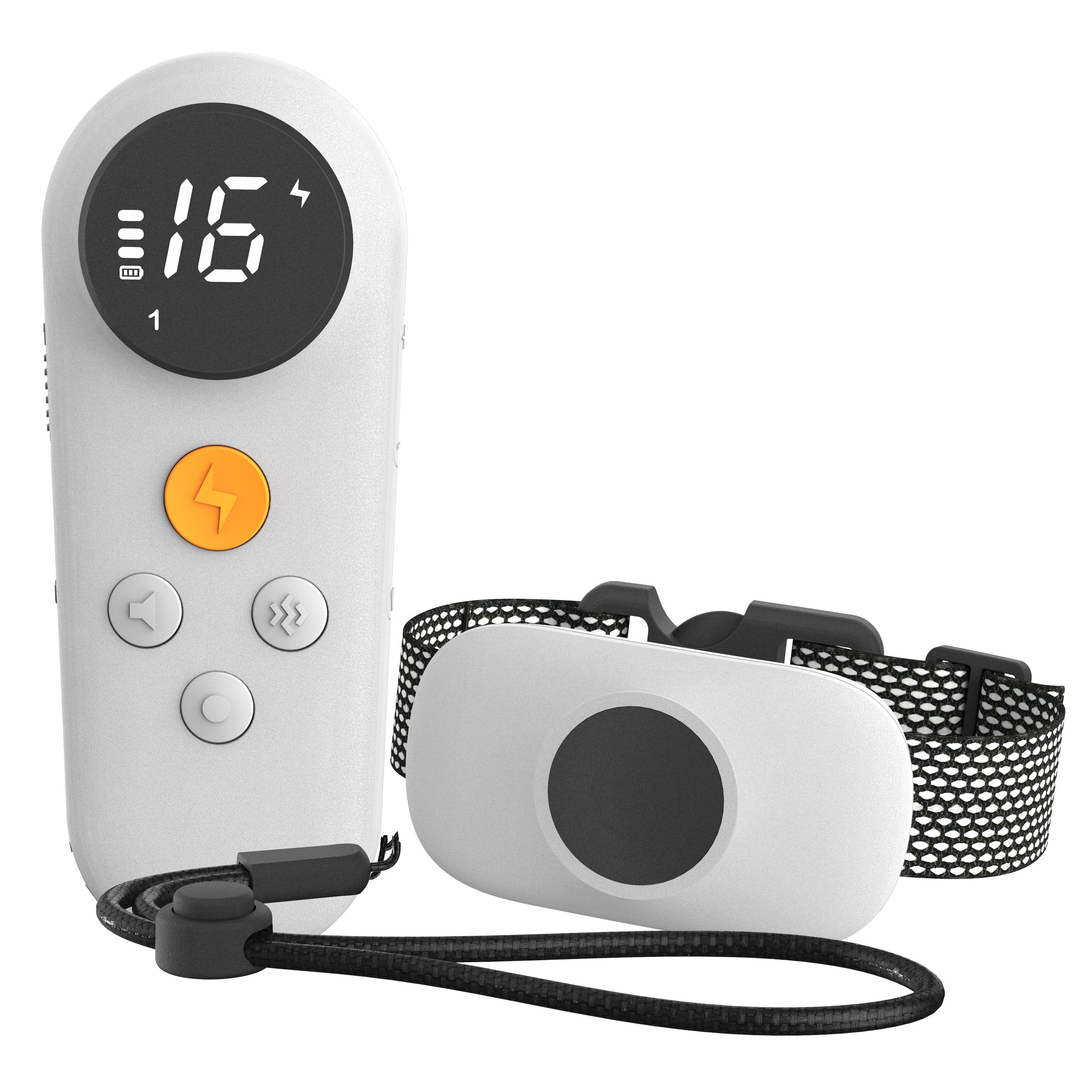 Pet Life ®  Ellipse LED 1-to-3 Dog 550-Yard Range 16-Level Vibration Sound and Stimulation Training Dog Collar White 