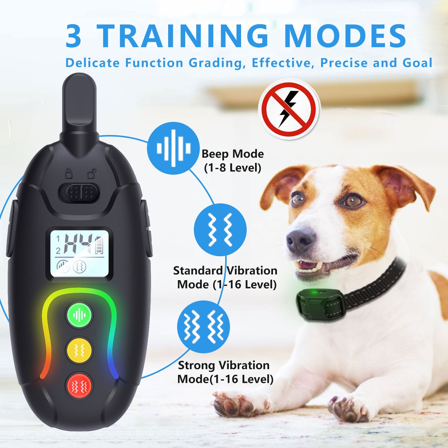 Pet Life ®  Vibrange 1-to-2 Dog 450 Yard Range 16-Level Vibration and Sound Training Dog Collar - Black  