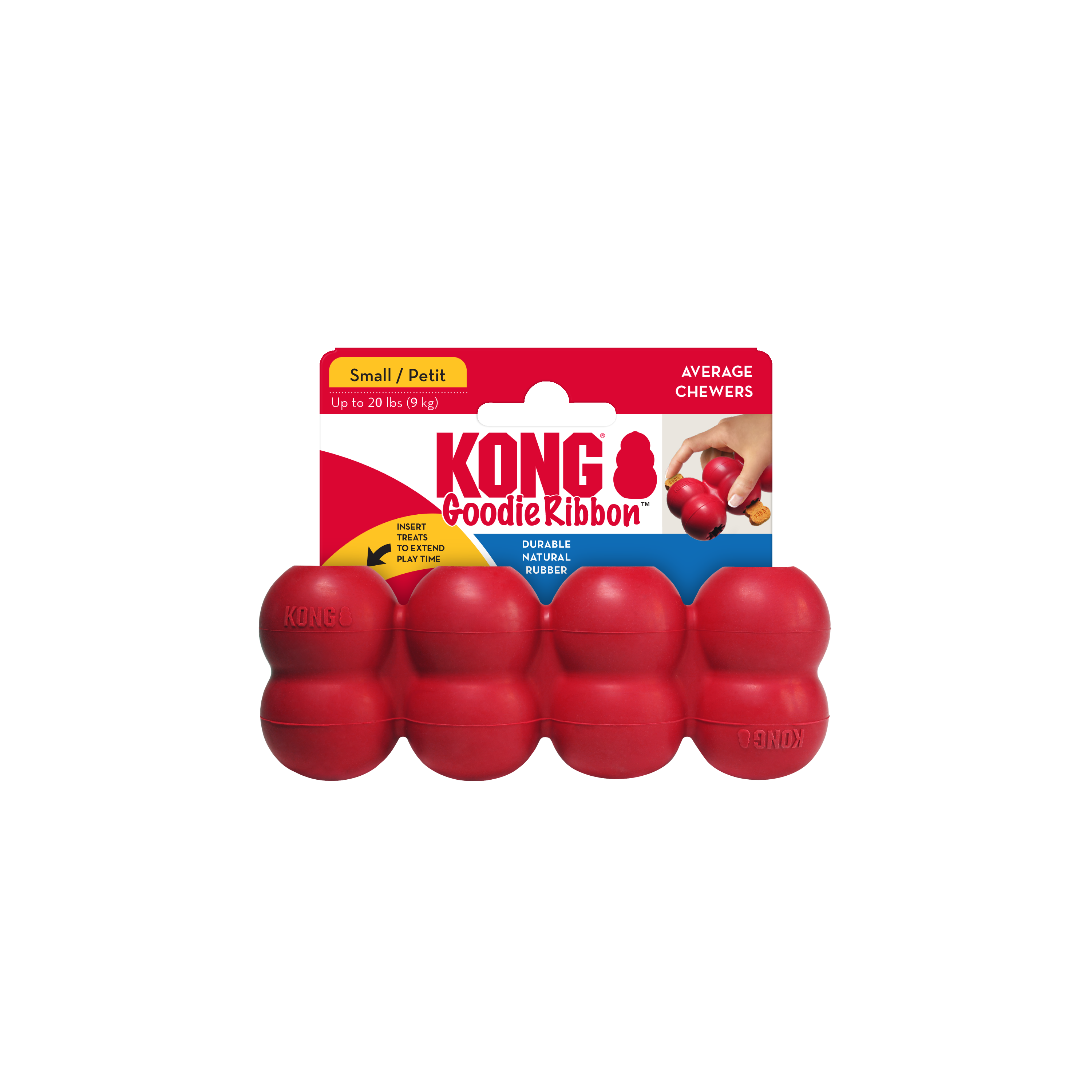 Kong Goodie Ribbon Multi-Chamber Treat Dispensing Rubber Dog Toy - Medium