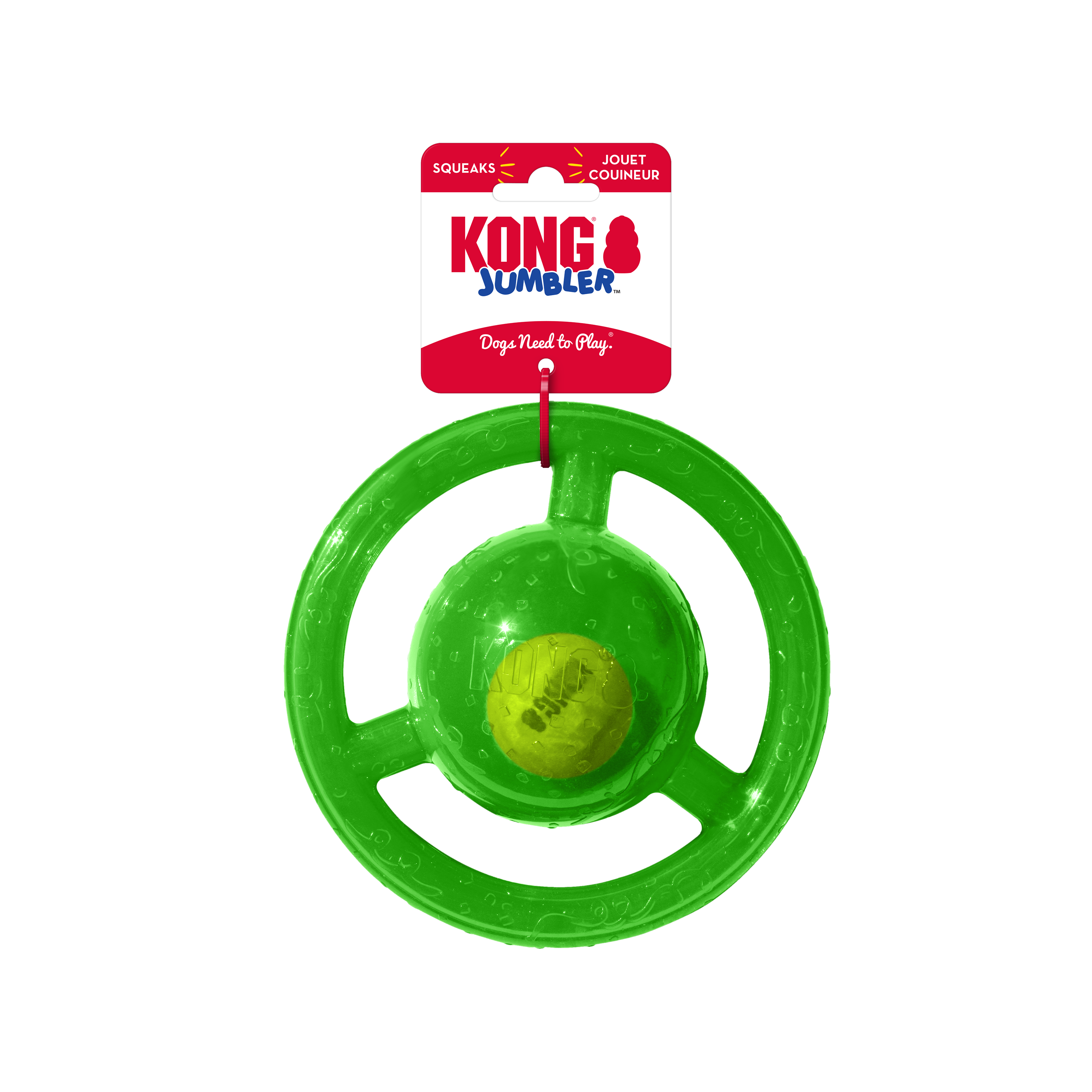 Kong Jumbler Disc Fetch and Chew Inner Tennis Ball and Rubber Dog Toy - Medium/Large  