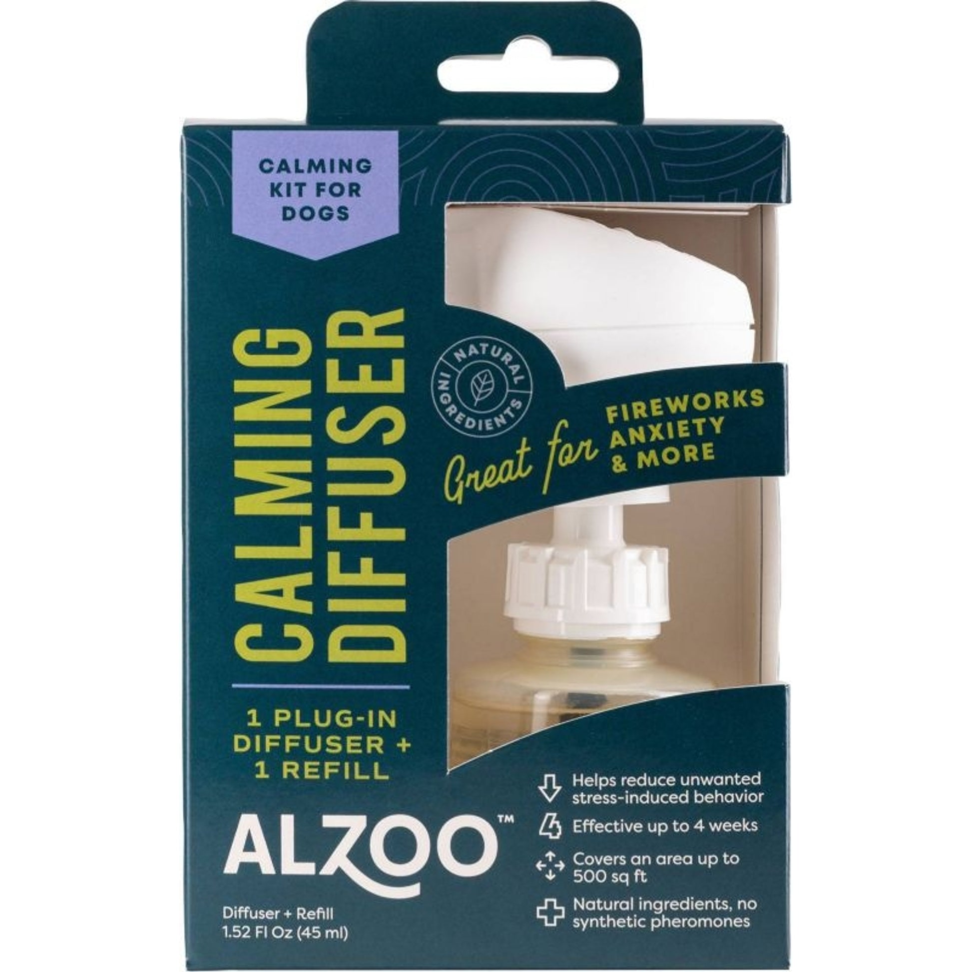 Alzoo All-Natural Calming Plug-in Diffuser Kit with Refill for Dogs 