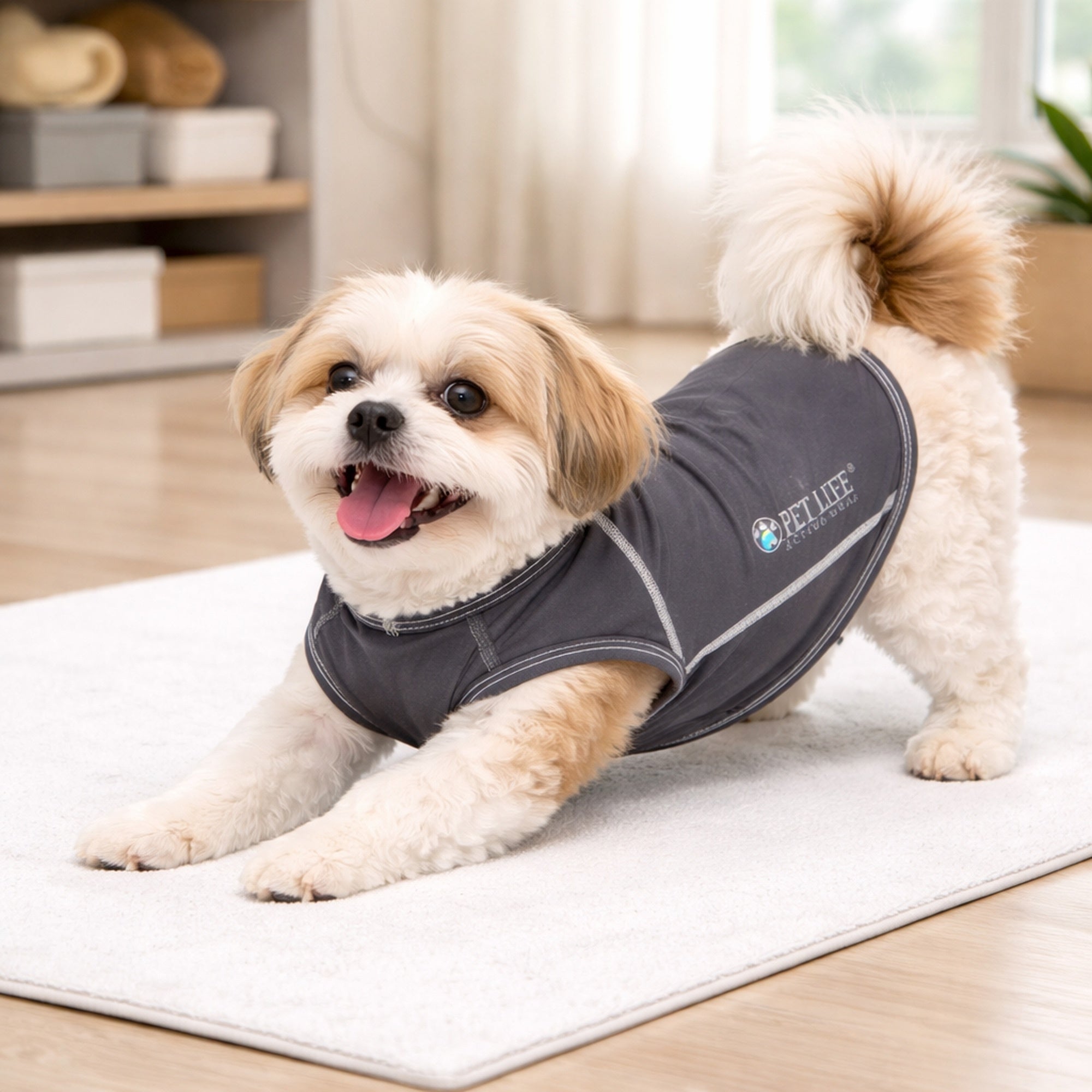 Pet Life ® Active 'Racerbark' 4-Way-Stretch Yoga Fitness Dog T-Shirt Tank Top