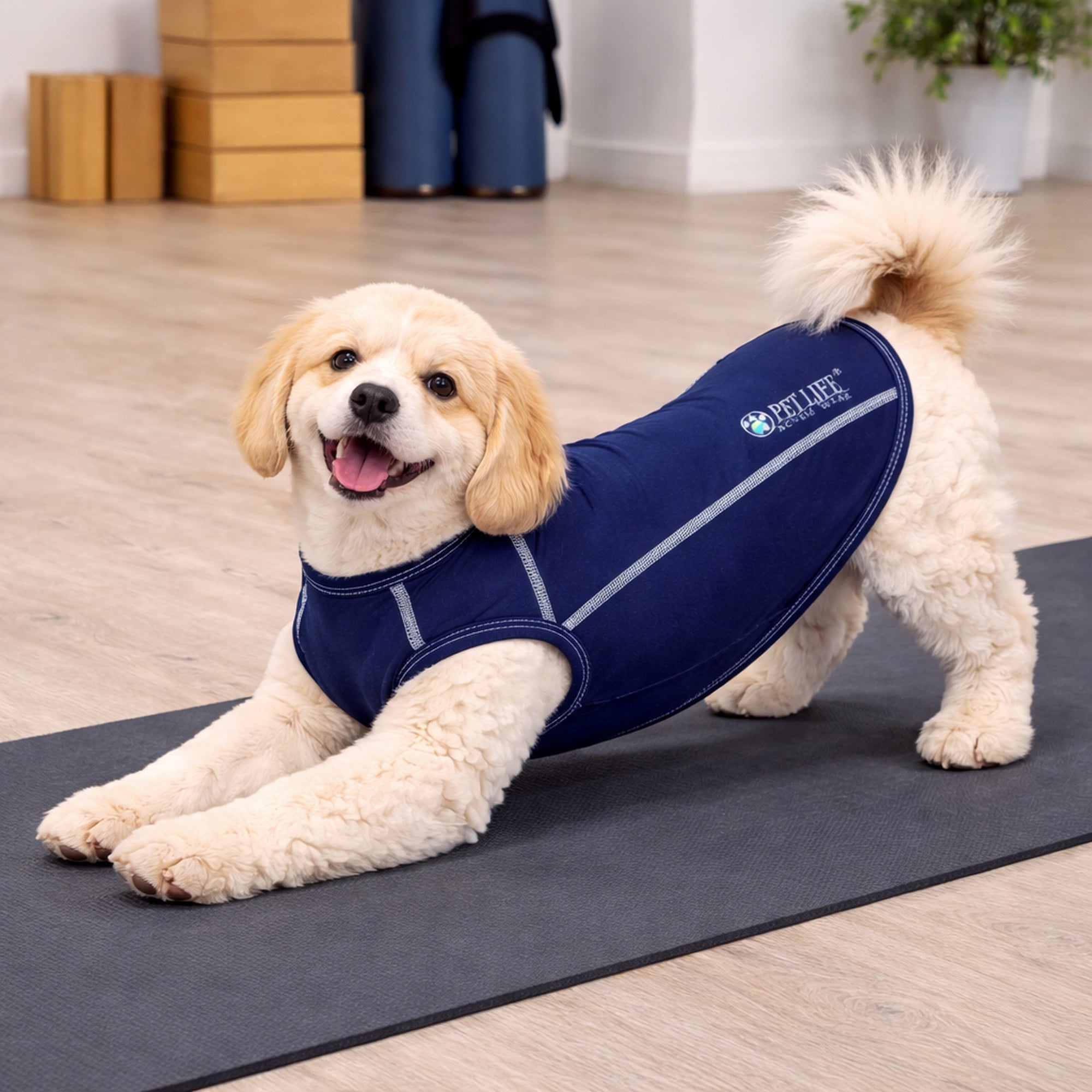 Pet Life ® Active 'Racerbark' 4-Way-Stretch Yoga Fitness Dog T-Shirt Tank Top