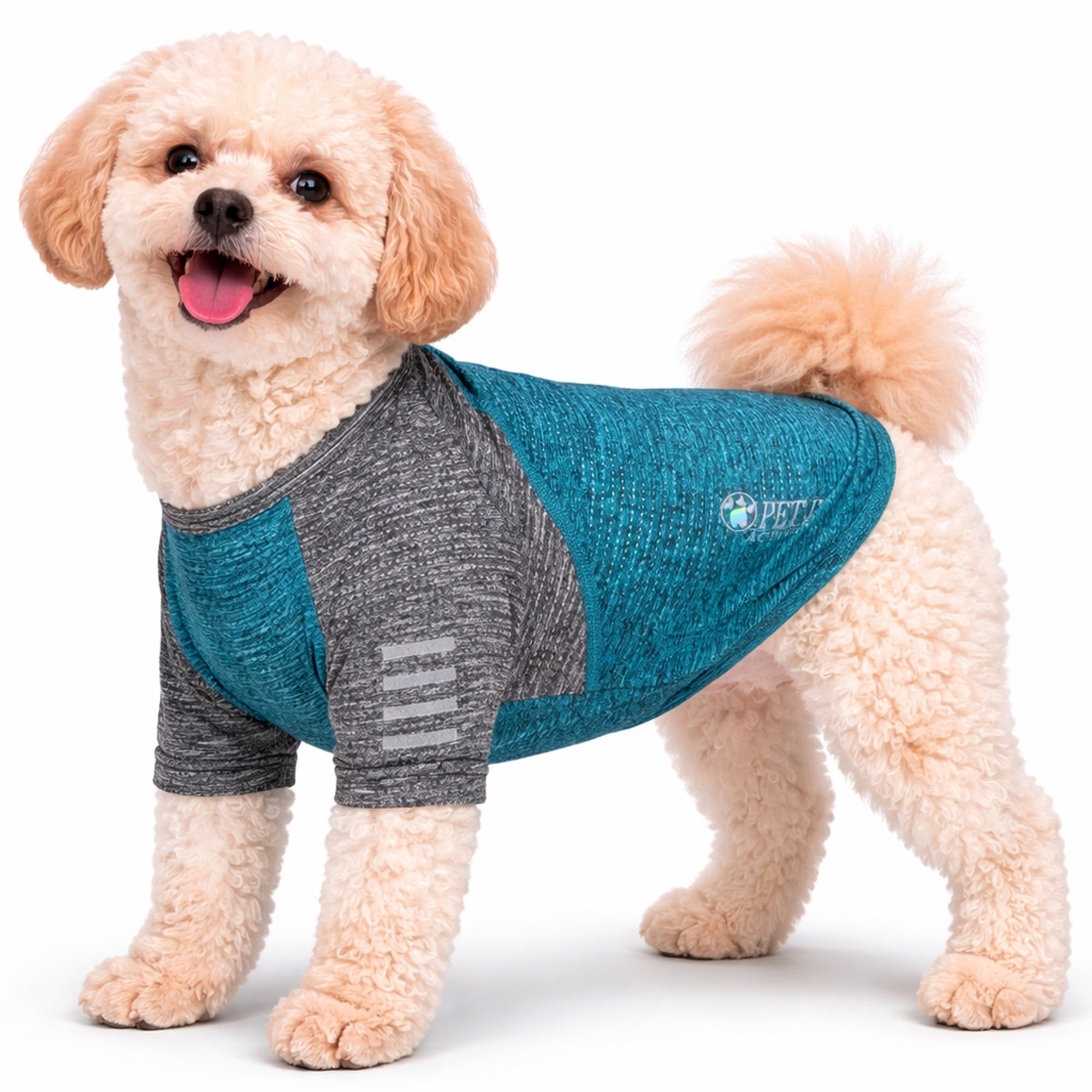 Pet Life ® Active 'Hybreed' 4-Way-Stretch Fitness Performance Dog T-Shirt X-Small Teal/Gray