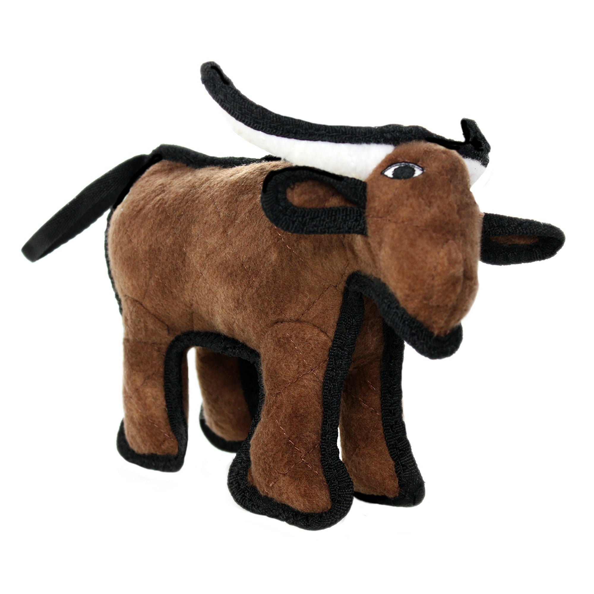 Tuffy Junior Barnyard Bull Reinforced Durable Squeak and Floating Plush Dog Toy - Brown