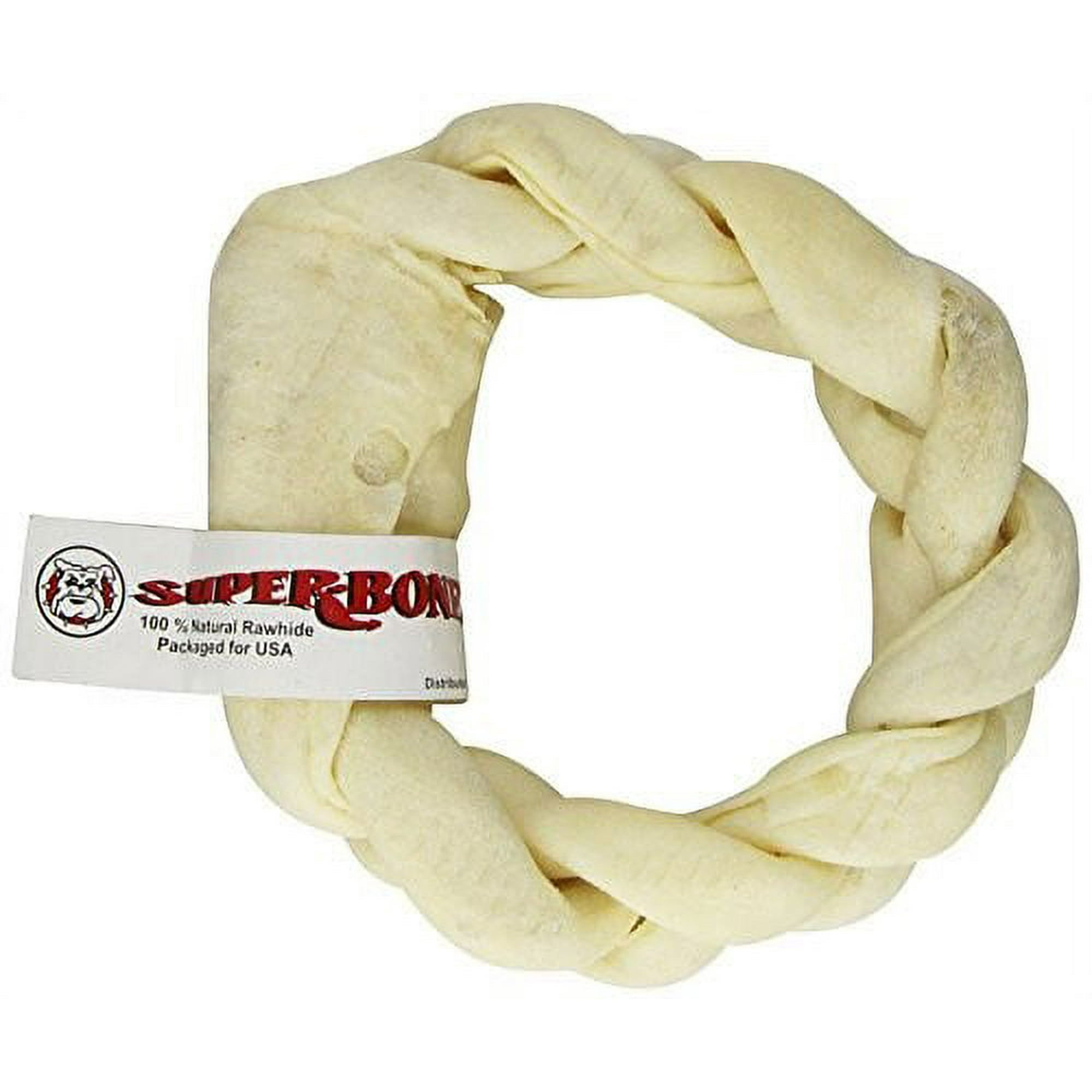 Lennox Super Bone Rawhide Braided Donut Natural Dog Chews 5-6 Inch