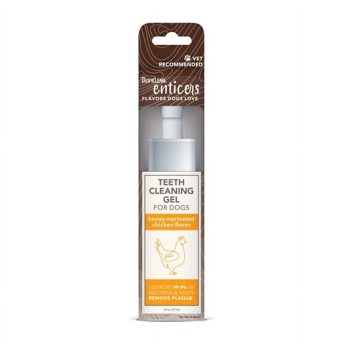 Tropiclean Enticers Honey Marinated Chicken Flavor Dental Oral Dog Teeth Cleaning Gel - 2 Oz