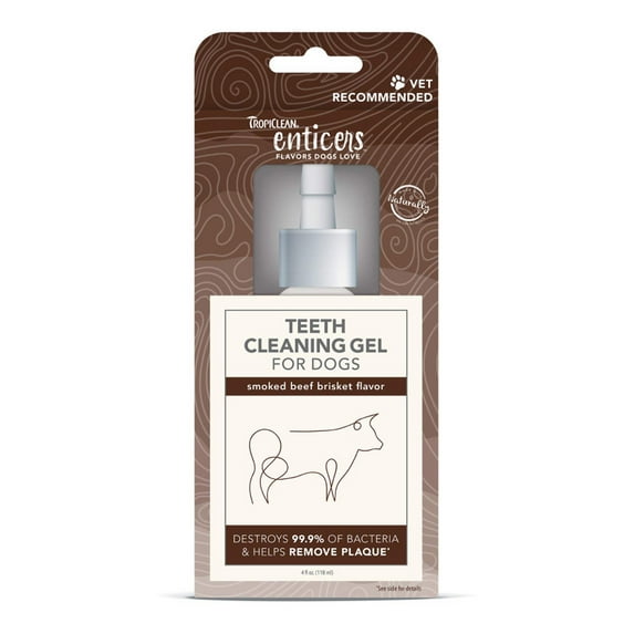 Tropiclean Enticers Smoked Beef Brisket Flavor Dental Oral Dog Teeth Cleaning Gel - 4 Oz