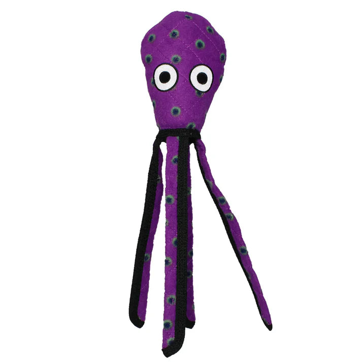 Tuffy's Ocean Creature Squid Float and Squeak Nylon and Plush Fetch Dog Toy - Purple