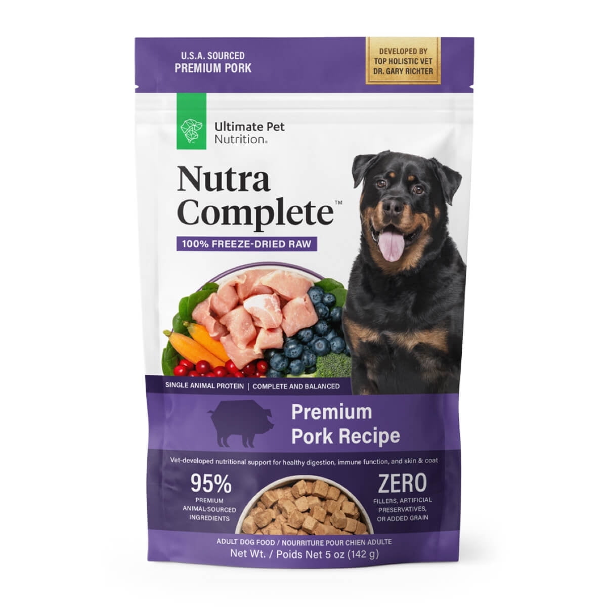 Ultimate Pet Nutrition Nutra Complete Premium Pork and Antioxidants Freeze-Dried Raw Dog Food 5 Ounce