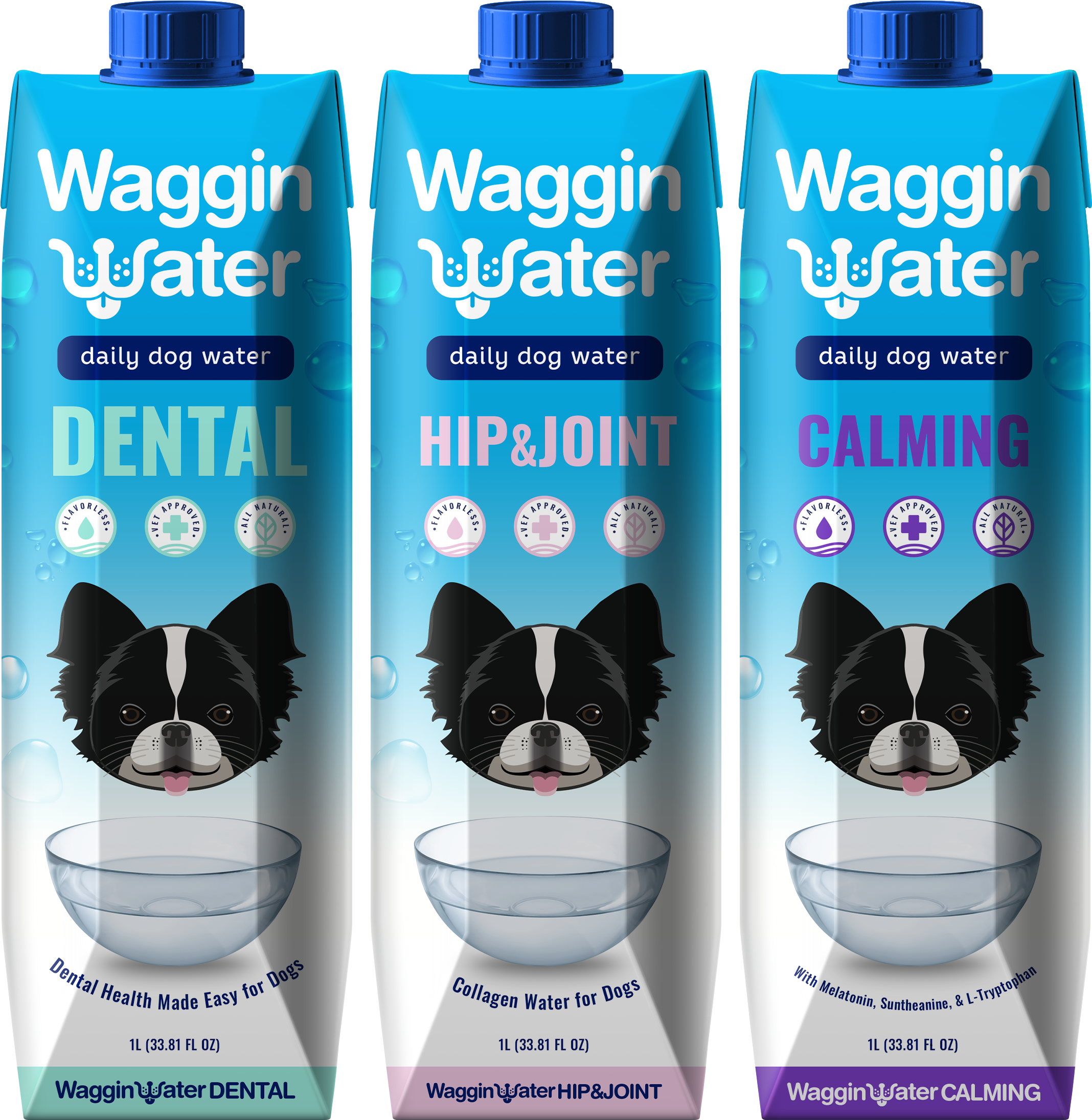 Waggin Water Daily Water Supplement for Dogs and Cats - Assorted Pack - 1 Ltr - Case of 12