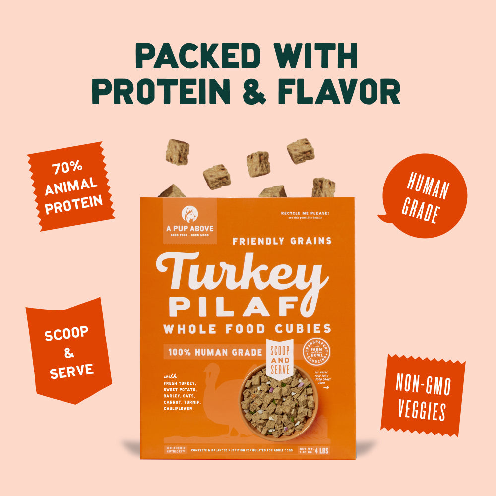 A Pup Above Cubies Friendly Grains Turkey Pilaf Air-Dried Dog Food - 2 Lbs - 4 Count