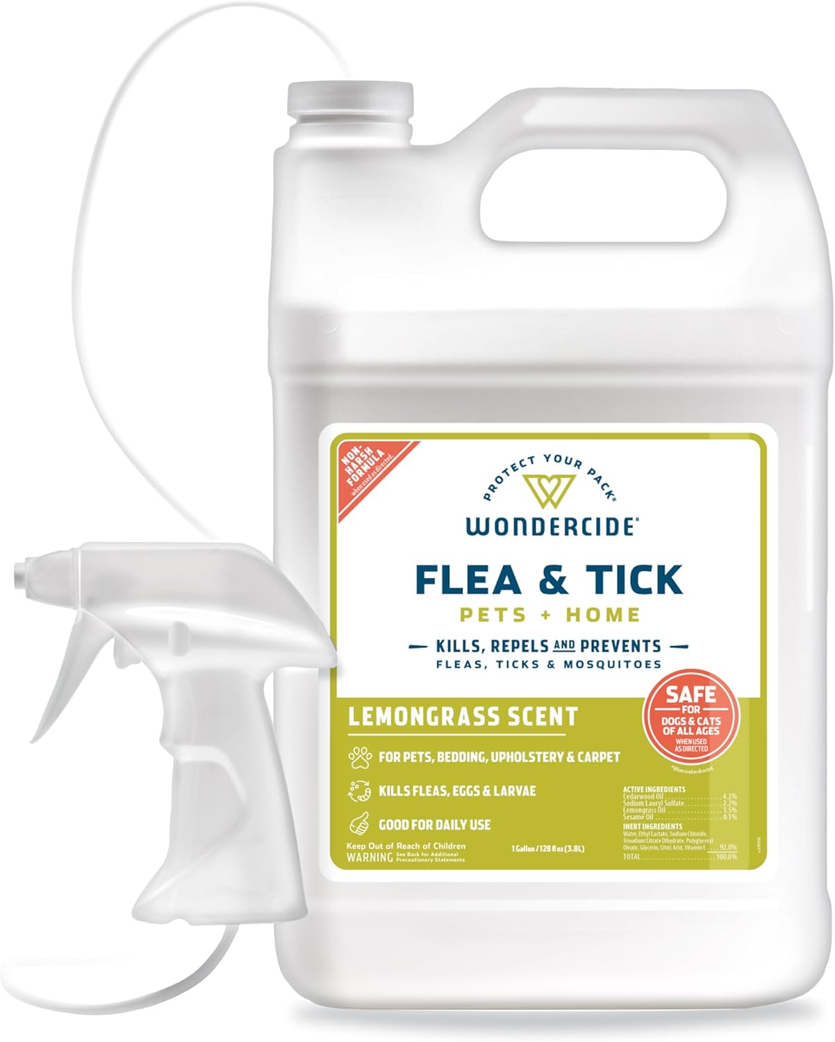 Wondercide Mosquito Flea and Tick Spray for Pets and Home - Lemongrass - 128 oz Bottle