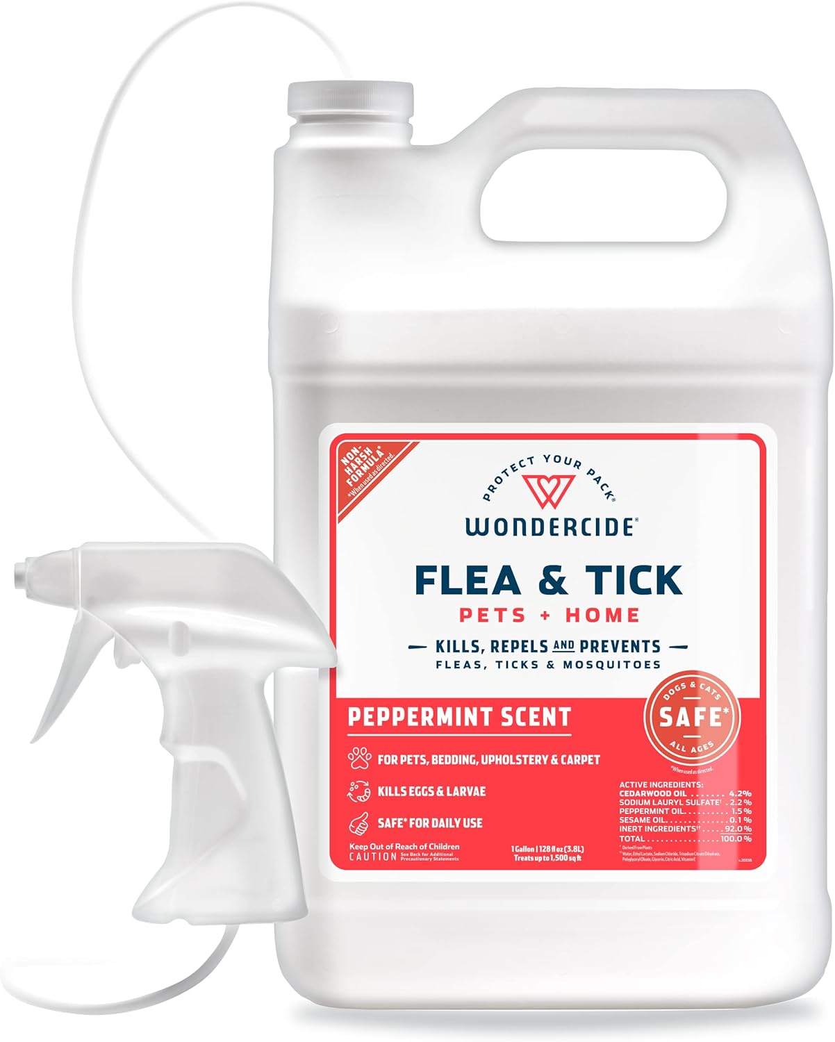 Wondercide Mosquito Flea and Tick Spray for Pets and Home - Peppermint - 128 oz Bottle
