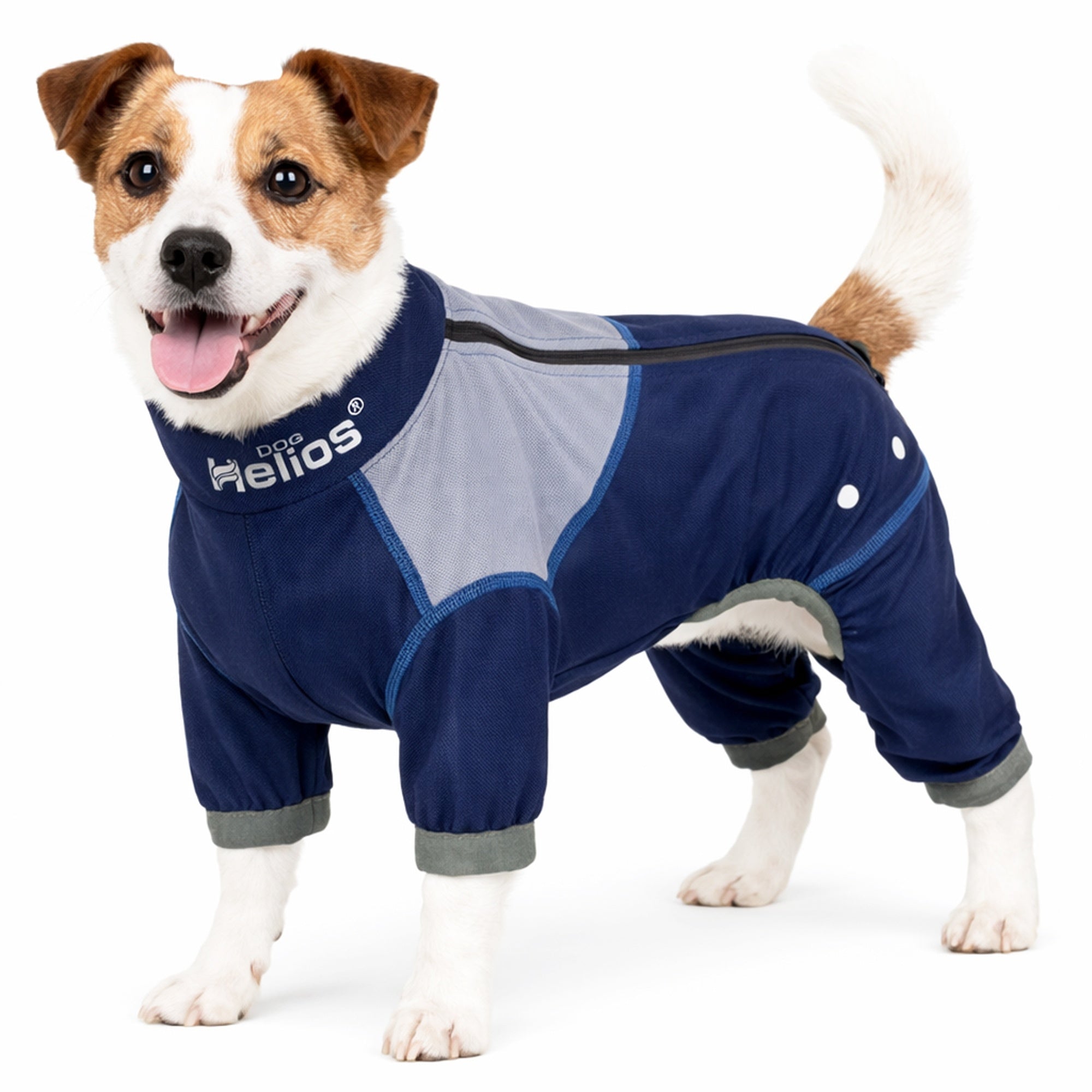 Dog Helios ® 'Tail Runner' Lightweight 4-Way-Stretch Breathable Yoga Dog Tracksuit X-Small Blue And Grey