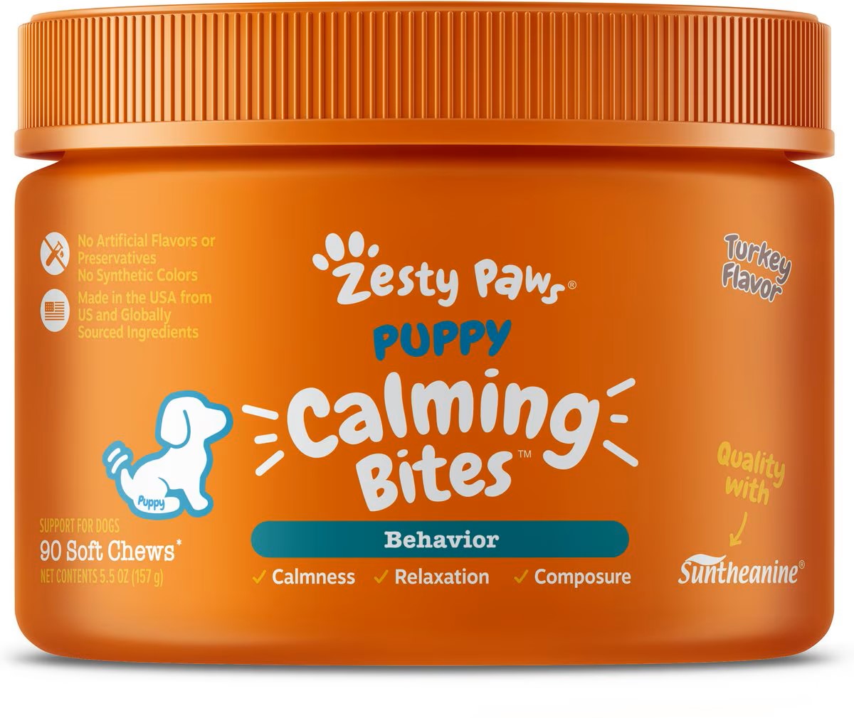 Zesty Paws Calming Bites Behavior and Stress Turkey Flavor Puppy Formula Soft Chew Dog Supplements - 90 Count