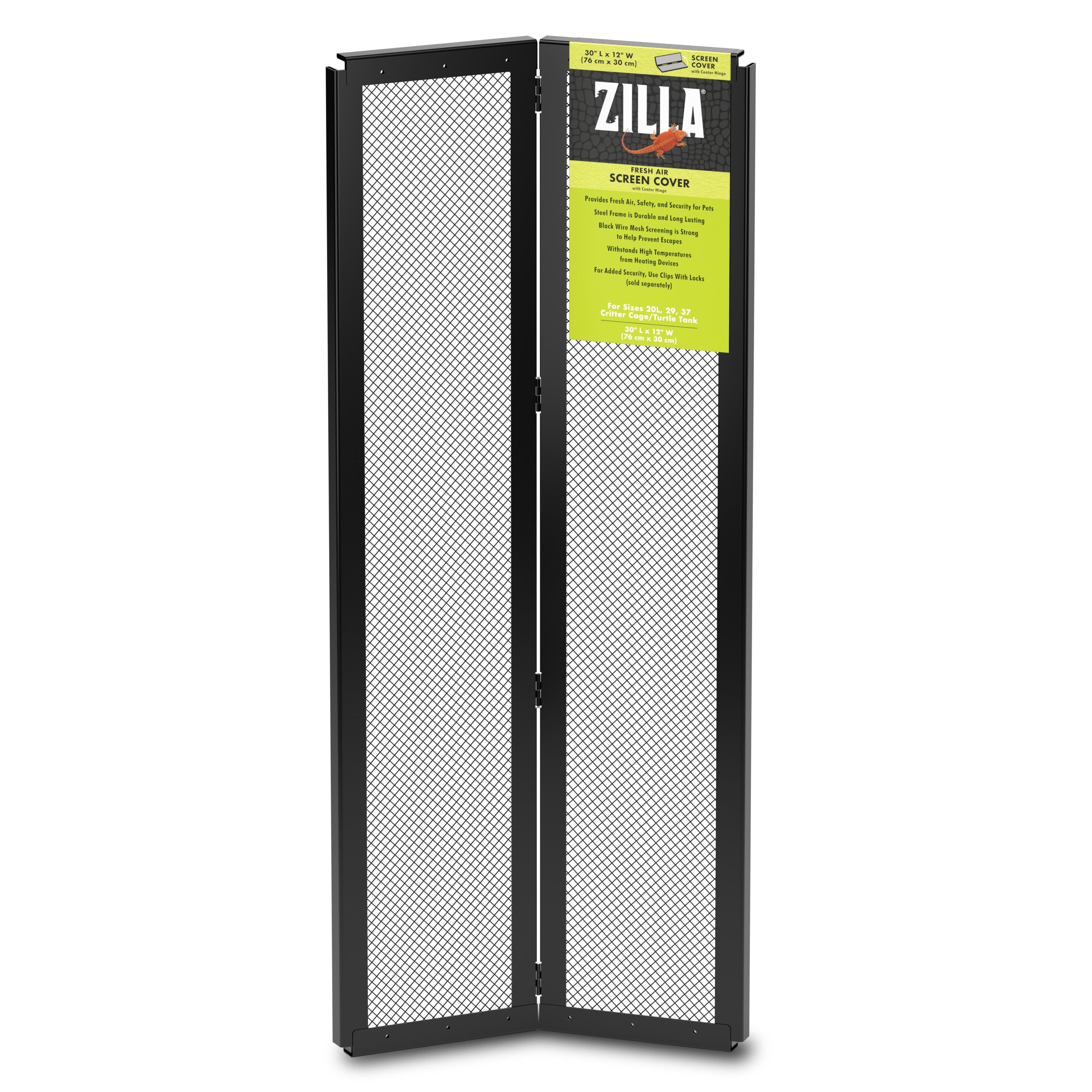 Zilla Fresh Air Screen Cover with Center Hinge for Terrariums or Aquariums - L:30 X W:12 Inches