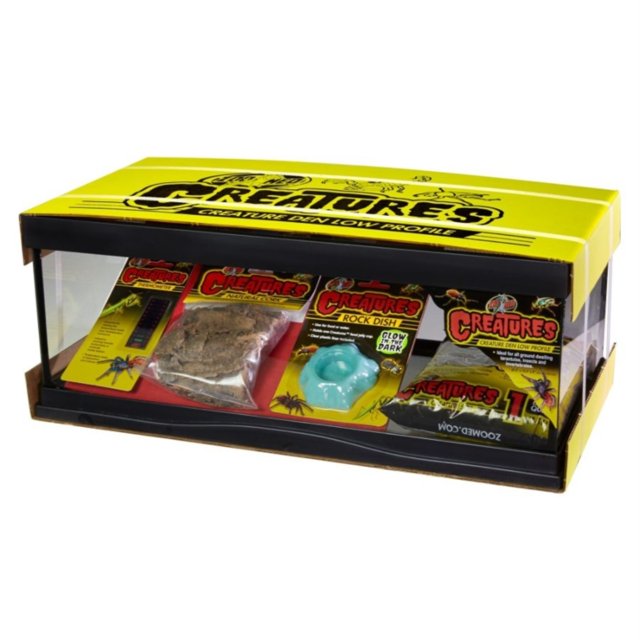 Zoo Med Laboratories Creatures Den Low Profile Glass Insect Terrarium Starter Kit - 6 Gallon - L:10 X W:20 X H:8 Inches