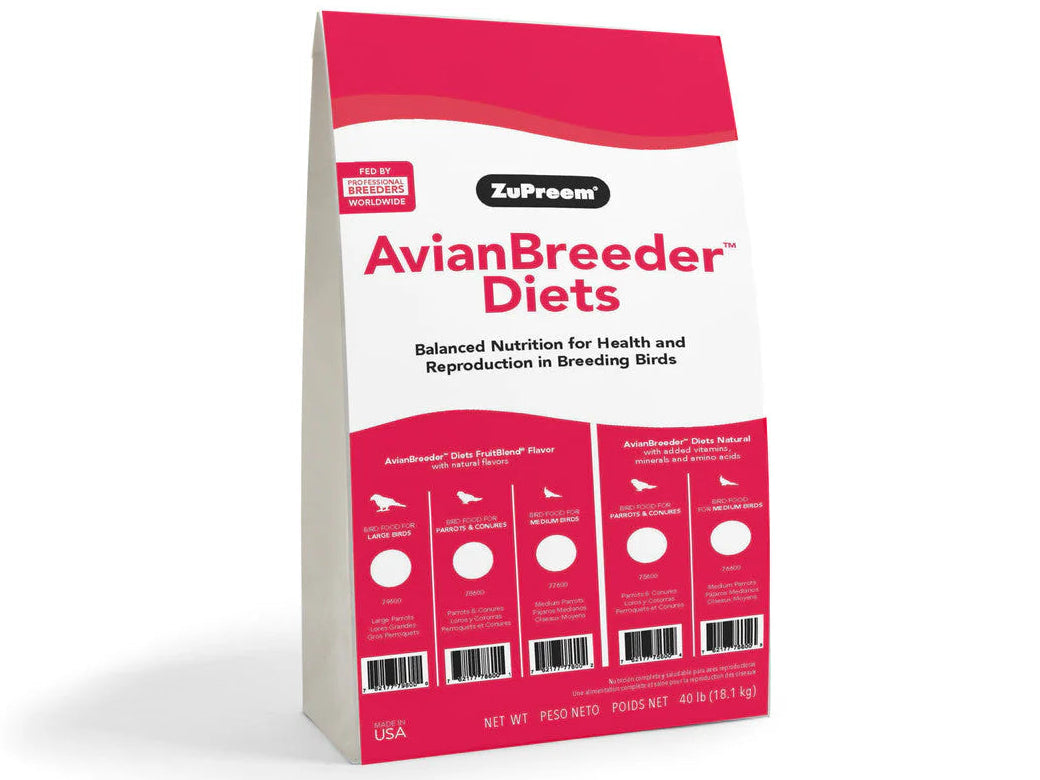 Zupreme AvianBreeder Diet Natural Blend for Breeding Parrots and Conures Bird Food - 40 Lbs