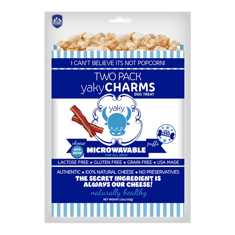 Himalayan Dog Chew Grain-Free Yaky Charms Microwavable Bacon Puffs Crunchy Dog Treats - 1.5 Oz - 2 Pack