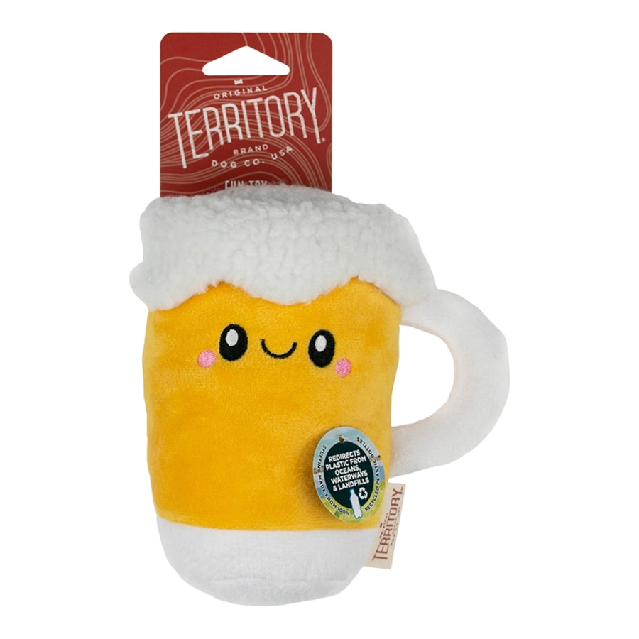 Territory Beer Mug Squeak and Plush Dog Toy - 6.5 Inches