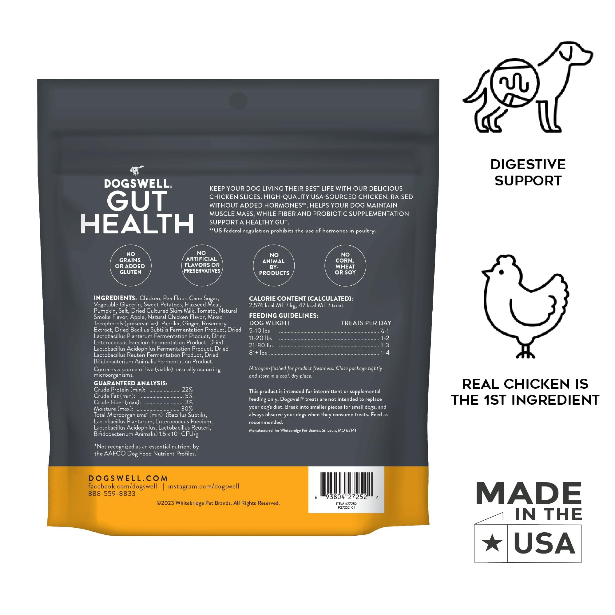 Dogswell Gut Health Slices Chicken Functional Jerky Dog Treats - 8 Oz