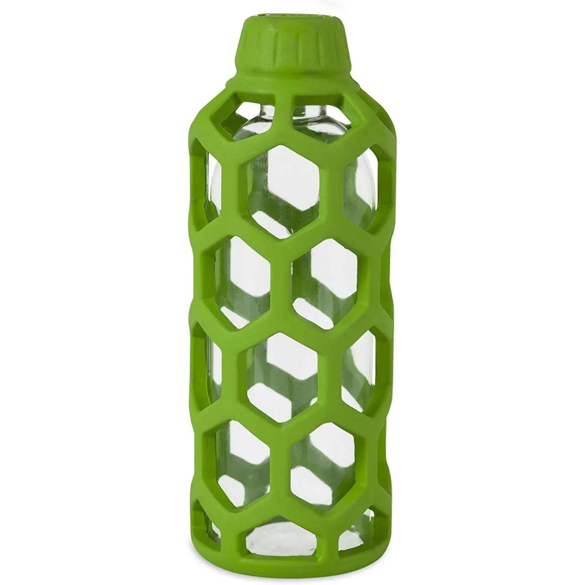 JW Pet HOL-EE Plastic Bottle Puzzle Fetch and Quash Chew Rubber Dog Toy - Medium - Green