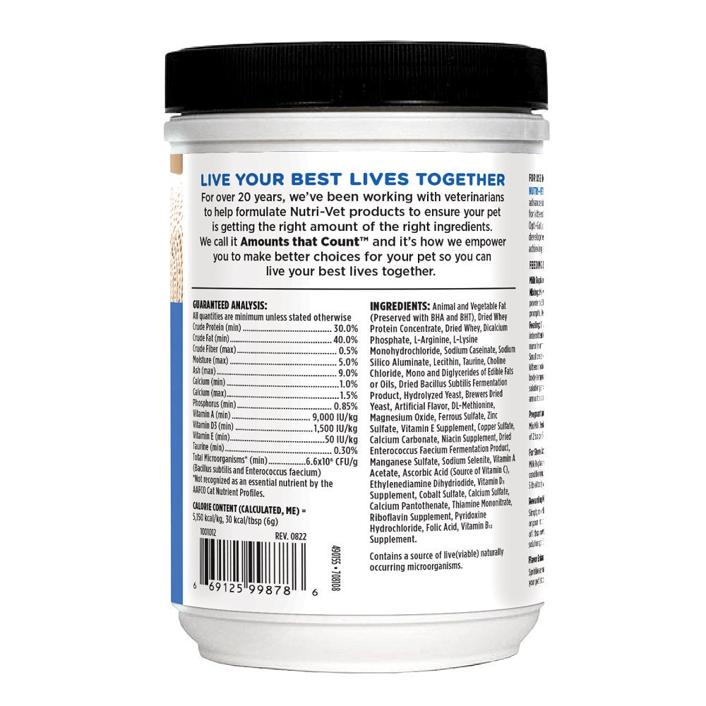 Nutri-Vet Milk Replacer Powder with Probiotics for Nursing Kittens - 12 Oz
