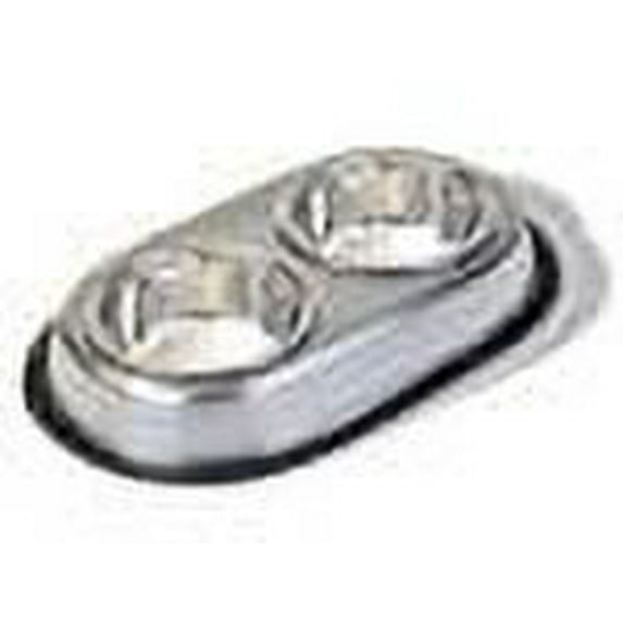Van Ness Non-Skid Double Dish Stainless Steel Dual 32 Ounce Food and Water Cat and Dog Bowl - 64 Oz