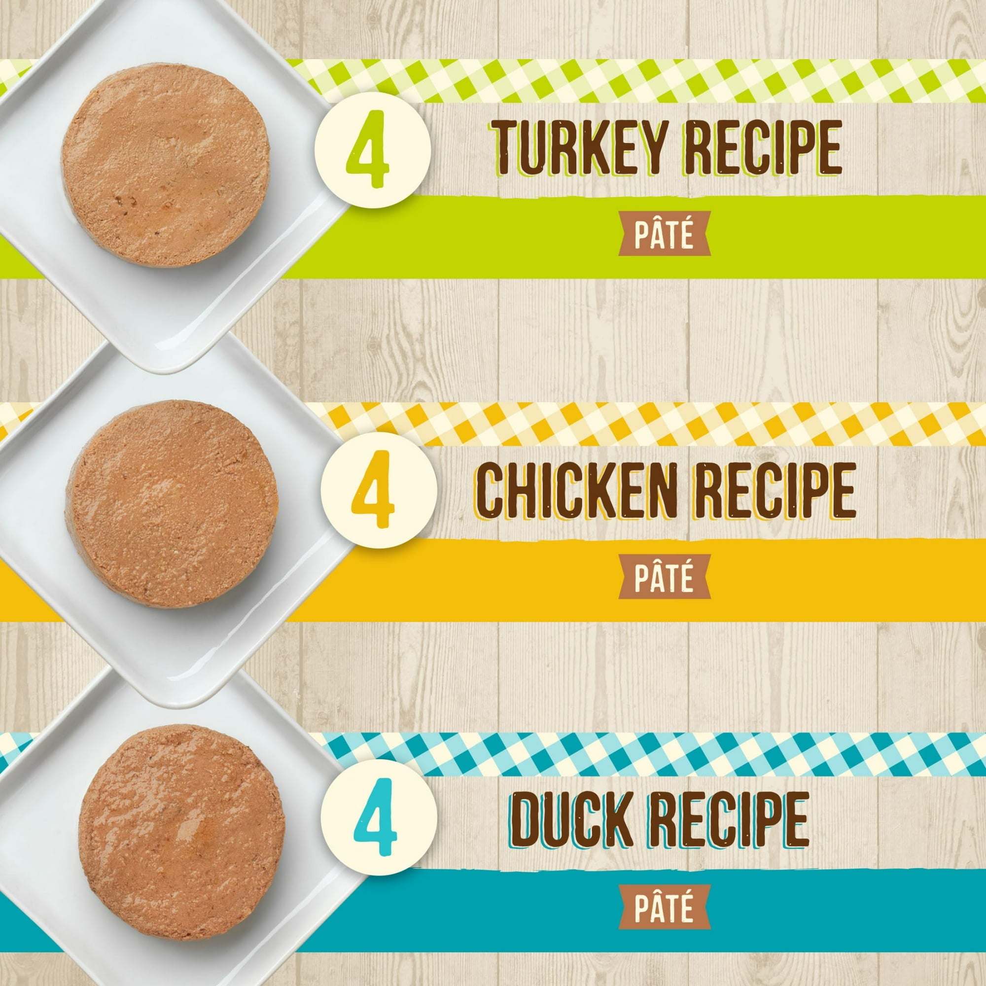 Merrick Grain-Free Purrfect Bistro Duck Turkey Chicken Pate Canned Cat Food - Variety Pack - 5.5 Oz - 12 Pack - Case of 4