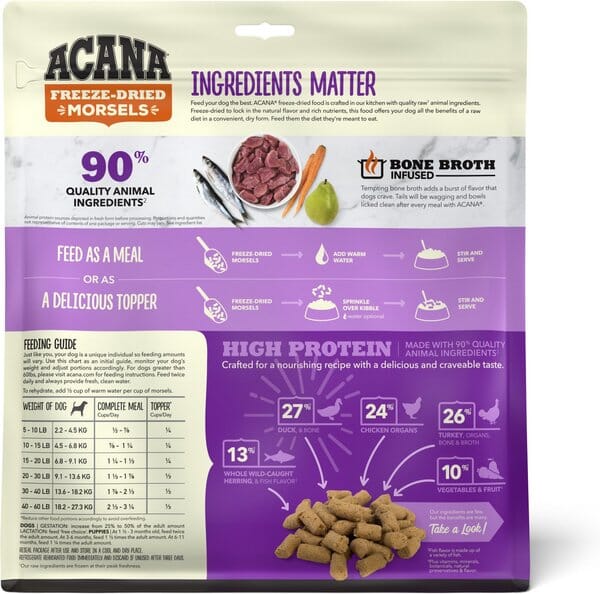 Acana 'Kentucky Dogstar Chicken' Morsels Free Freeze-Dried Dog Treats - Run Duck Recipe