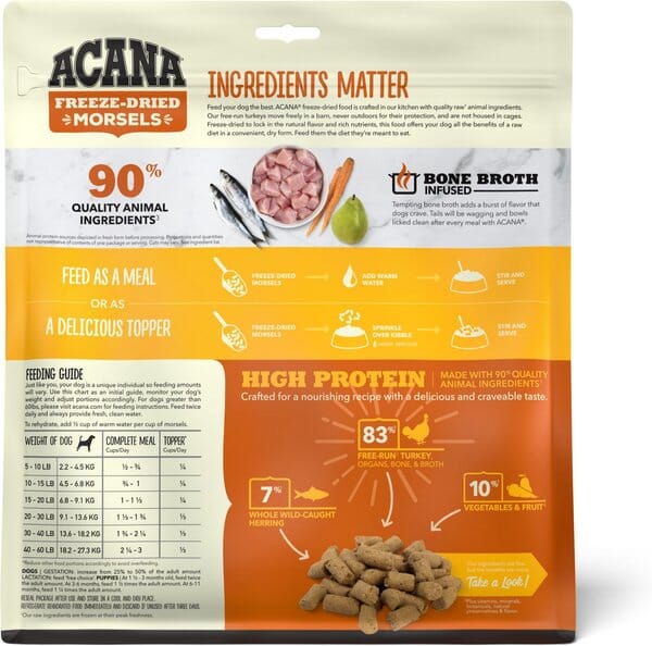 Acana 'Kentucky Dogstar Chicken' Morsels Free Freeze-Dried Dog Treats - Run Turkey Recipe