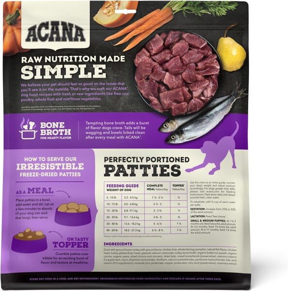 Acana 'Kentucky Dogstar Chicken' Patties Free Freeze-Dried Dog Treats - Run Duck Recipe