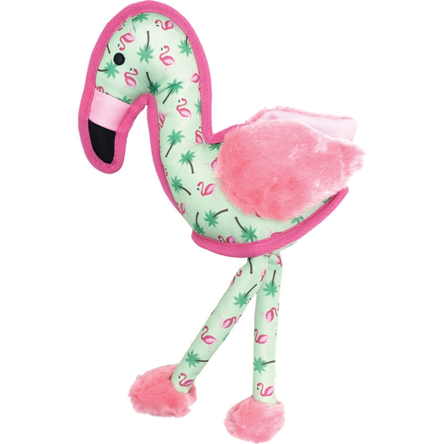 The Worthy Dog Flamingo Squeak Nylon and Plush Dog Toy