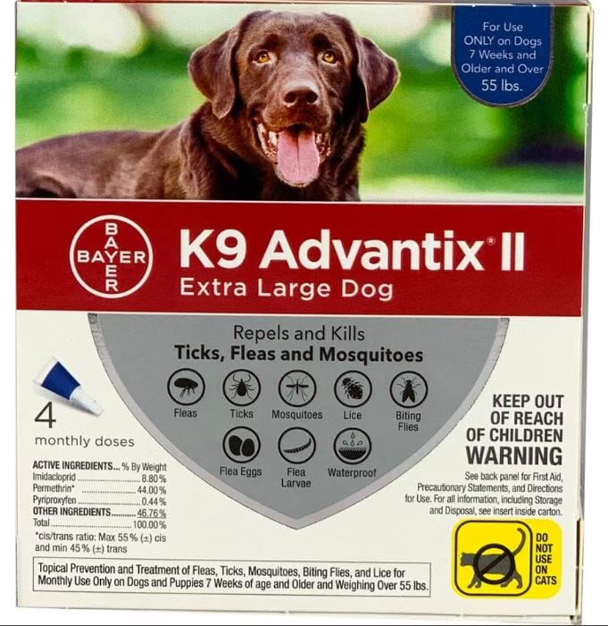 Advantix II K9 Flea and Tick for Dogs - Over 55 Lbs - 4 Pack  