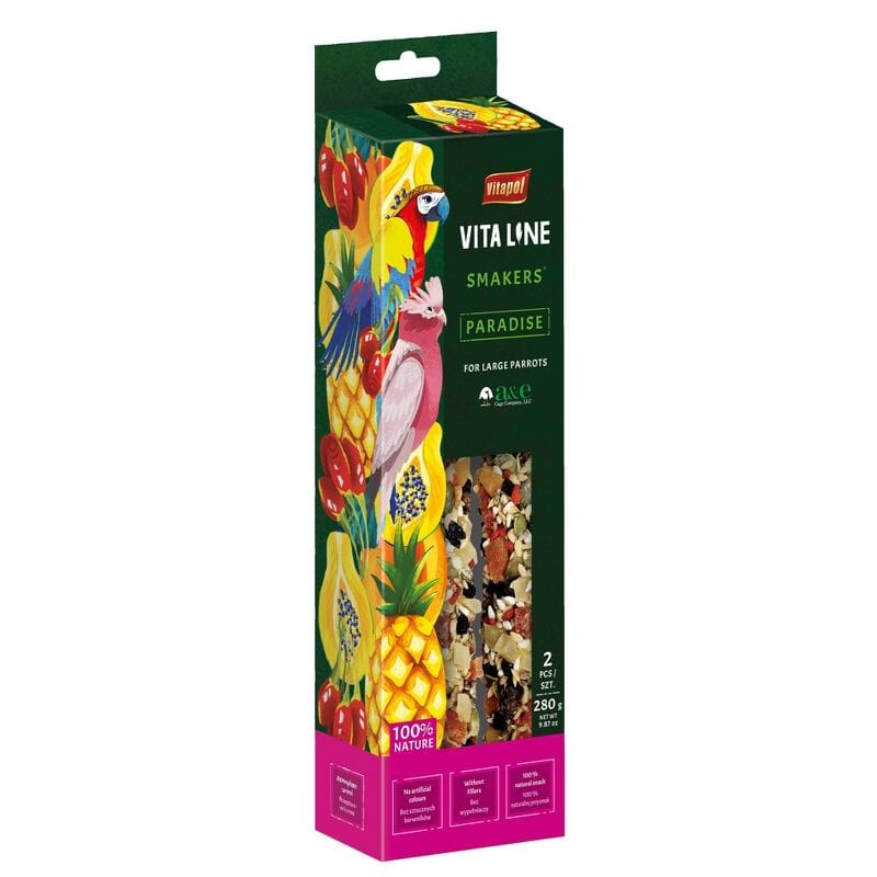 A&E Cage Company VitaLine Smakers Paradise for Large Parrots Bird Treats - 500 Grams - 2 Pack