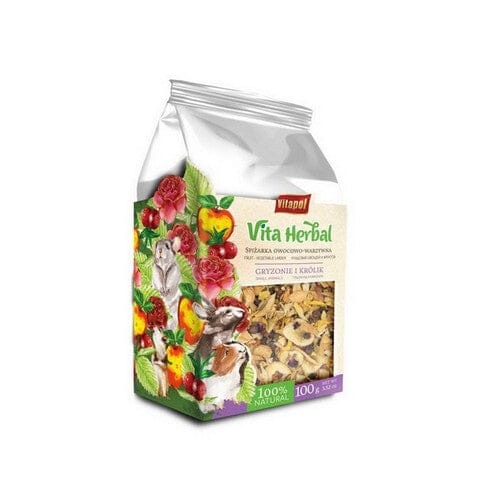A&E Cage Company Vitapol Vita Herbal Fruit and Vegetable Small Animal Food - 100 Grams - 2 Pack Default Title