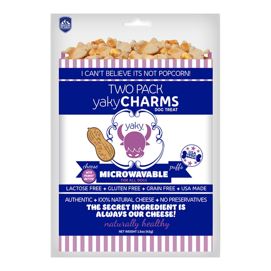 Himalayan Dog Chew Grain-Free Yaky Charms Microwavable Peanut Butter Puffs Crunchy Dog Treats - 1.5 Oz - 2 Pack