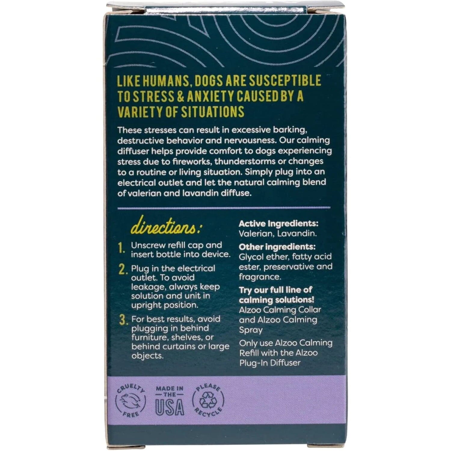 Alzoo All-Natural Calming Plug-in Diffuser for Dogs - Refill - 1.52 Oz